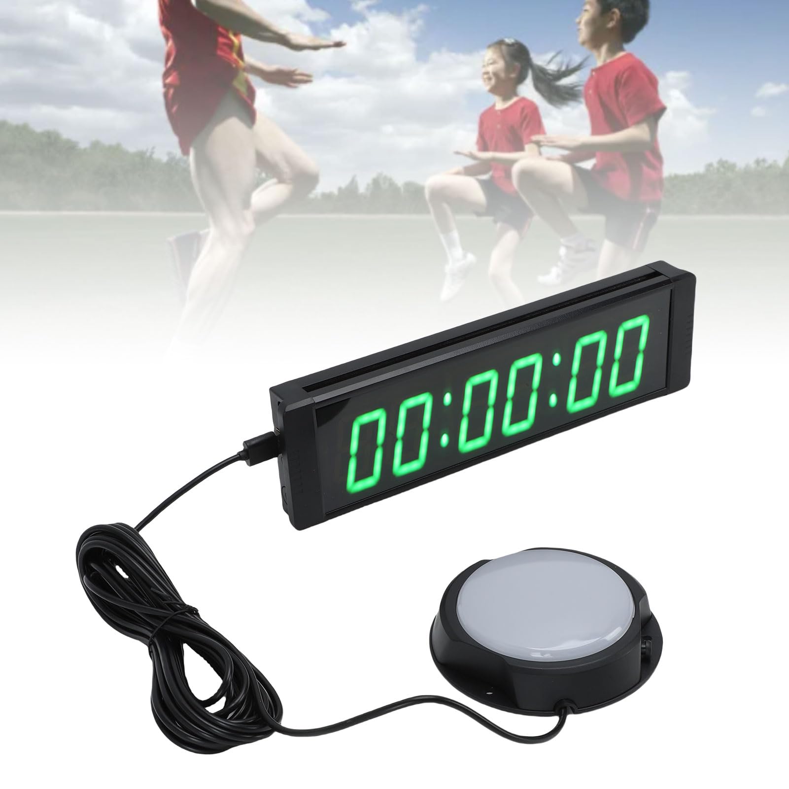 Cocoarm Temporizador de de 6 Dígitos, Temporizador de Electrónico de Aleación de Aluminio con Botón con Cable, LED Verde de 1,5 Pulgadas, Recargable de 2000 MAh, Cronómetro de Cuenta Atrás para