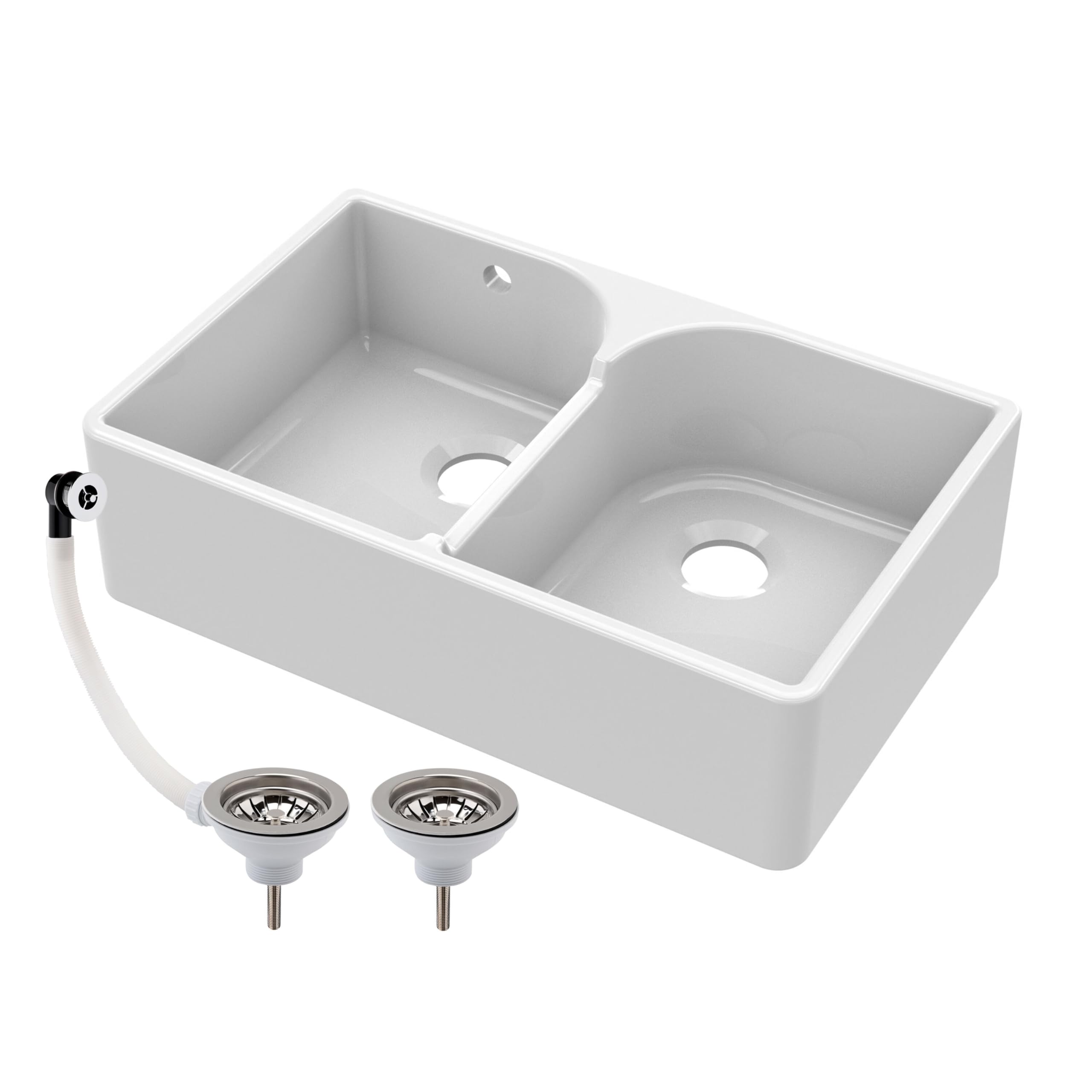 Balterley Traditional 795mm Double Bowl Fireclay Butler Kitchen SinkStepped Weir &  Wastes from B&Q