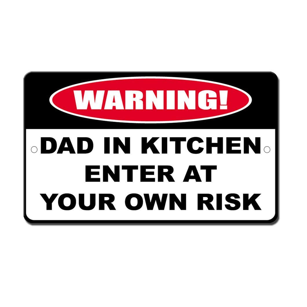 Guadalupe Ross Metal Tin Sign Dad in Kitchen Enter at Your Own Risk Wall Decor Sign 12x8 Inches