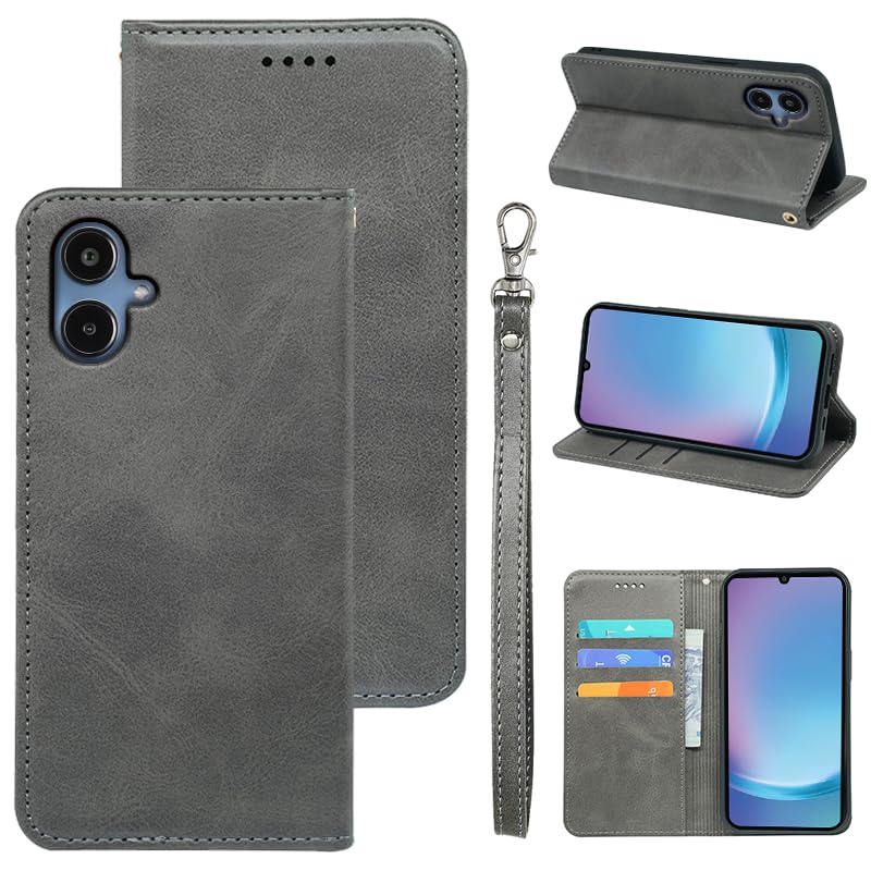 適用 Galaxy A25 5G ケース 手帳型 ギャラクシーA25 5G SC-53F SCG33 用 手帳型ケース スマホケース カバー 手帳型 PUレザー カード収納 財布型 耐衝撃 ケース マグネット スタンド機能付き 5色(Galaxy A25 5G SCG33 SC-53F 用 ケース 手帳型) (ライトグレー)