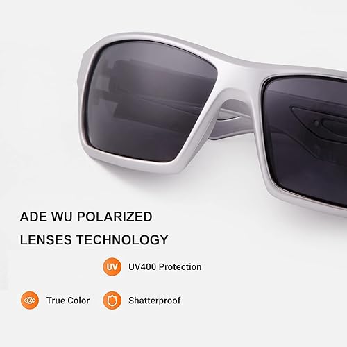 Miniatura 3 de ADE WU Gafas de sol deportivas polarizadas para hombre, gafas de sol rectangulares de moda para hombre