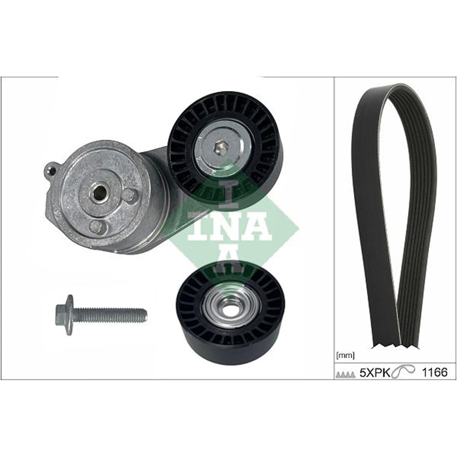 INA Kit Cinghie Poly-V 529 0536 10 1166mm Compatibilità con FIAT 500 312 Panda Hatchback 312, 319 500L 351, 352 500 C 312 PUNTO 199, LANCIA Ypsilon 312