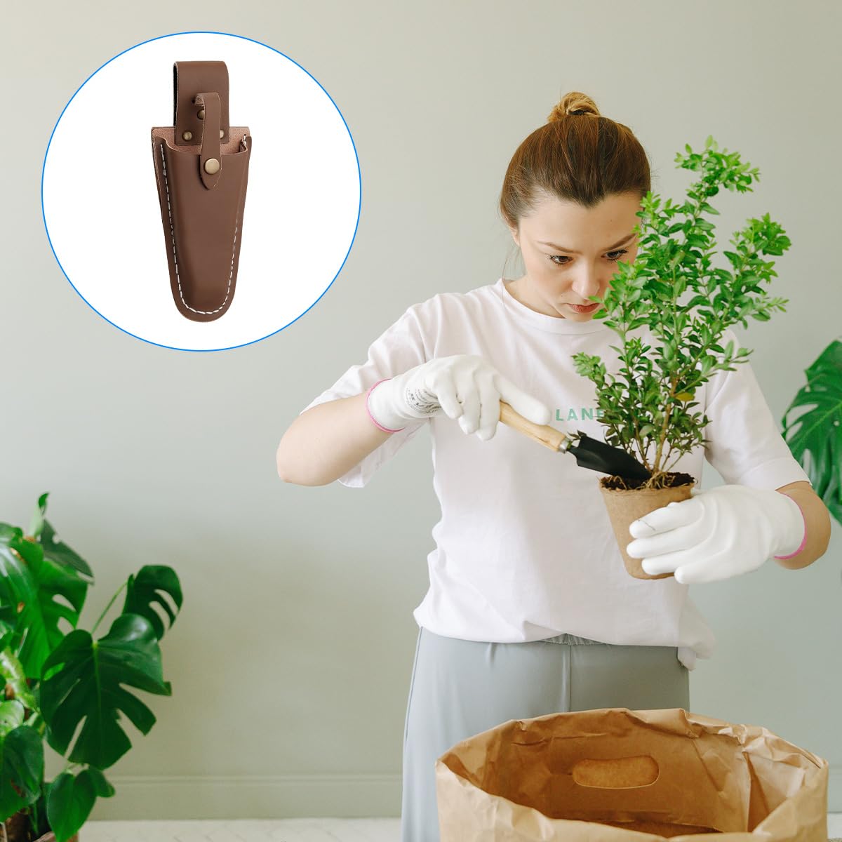 GLADFRESIT Garden Leather Tool Cover Scissors Pliers Cowhide Kit Waist Protector Protective Covers for Garden Shear Tools Protection Box - Image 4