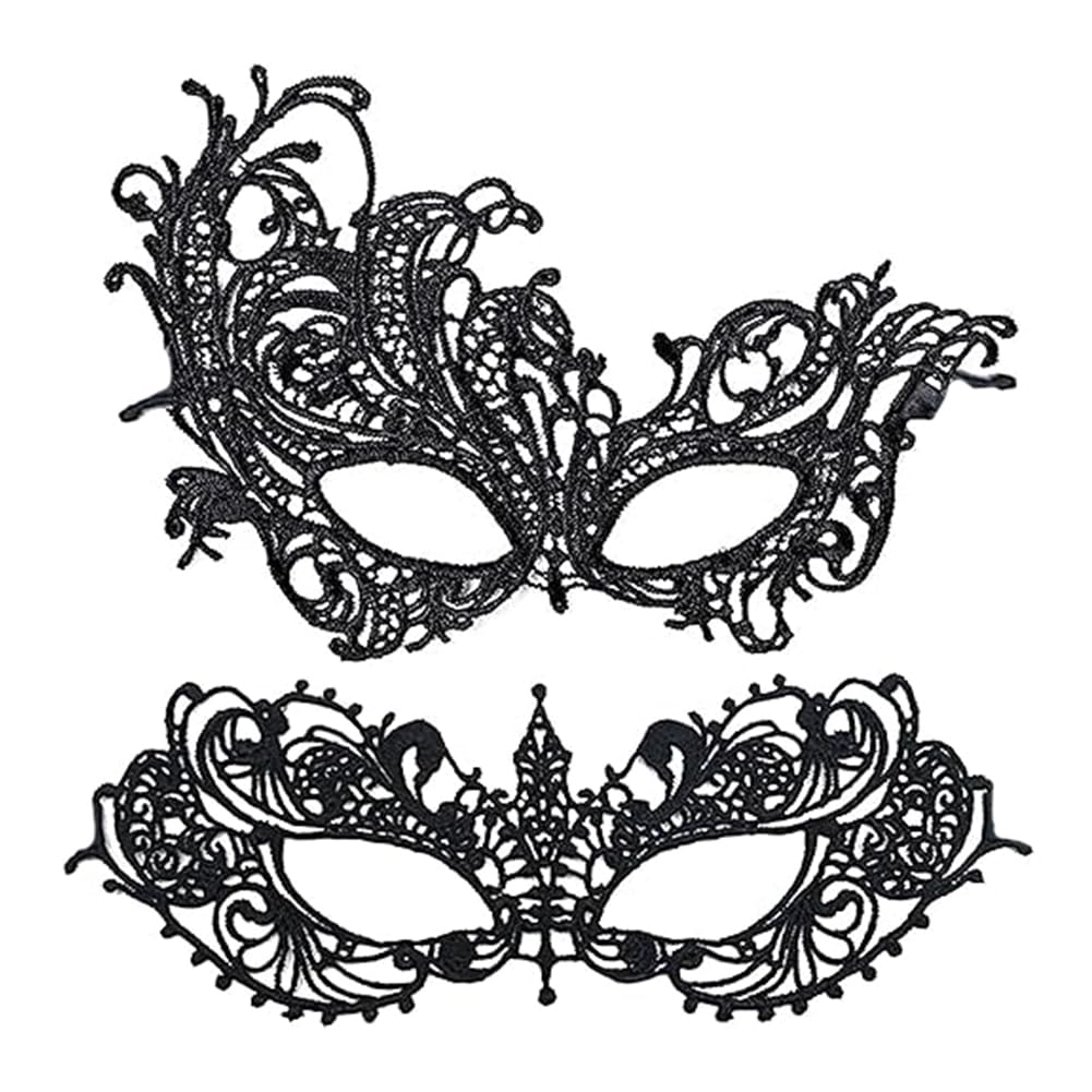 HATFRYF Masquerade Masks, Venetian Party Carnival Masks, Sexy Black Lace Half-Face Masks for Women's Masquerade Ball Fancy Dress - 2Pcs — image 1