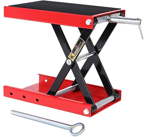 Stanz (TM) 1100 LB Heavy Duty Wide Deck ATV Motocicleta Scooter Tijera Elevador Jack Crank Stand con barra de seguridad