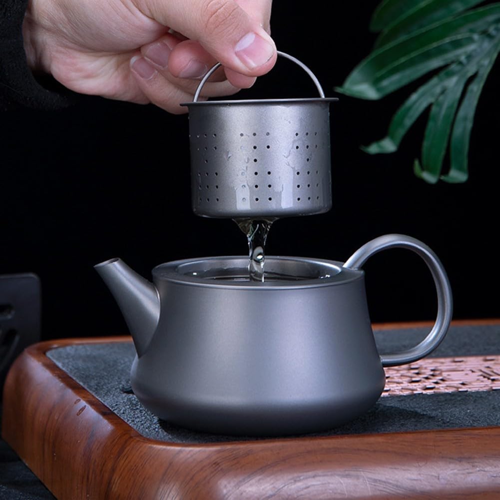 Pure Ti - Tazza da campeggio, 300 ml, leggera, con manico pieghevole, per viaggi, caffè, acqua, bollire all'aperto