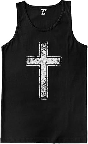 Distressed Cross - Camiseta de tirantes para hombre cristiano religioso