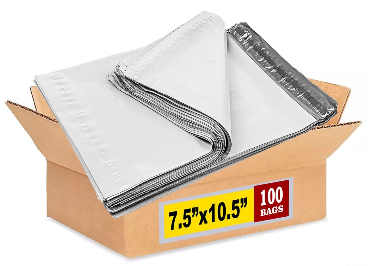 iMBAPrice 100 - 7.5x10.5 Premium Matte Finish Self-Sealing Non-Padded White Poly Mailers/Mailing Envelopes/Bags (iMBA-2PM-100)
