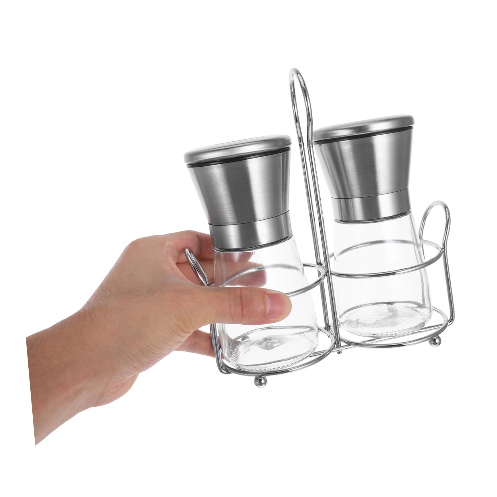 STOBAZA Macina Pepe Manuale Set con Macina Regolabile in Acciaio Inossidabile e Supporto in Vetro per Cucine Domestiche e Barbecue Esterni