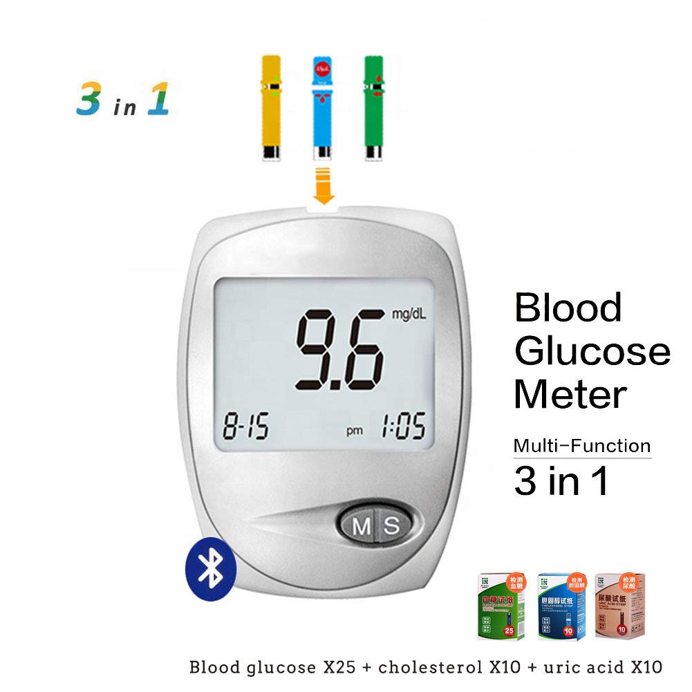 Buy DZWJ 3 in 1 Bluetooth Cholesterol Uric Glucose Meter with Blood