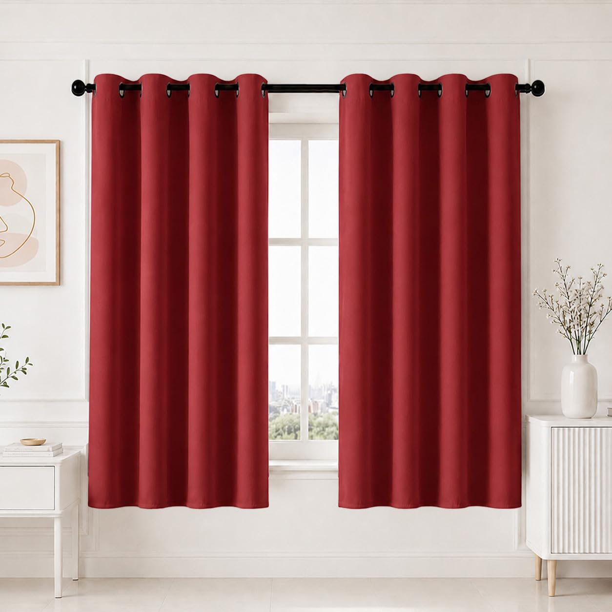 HOMEMONDE 100% True Blackout Window Curtains 6 Feet Pack of 2 - Curtain for Living Room, Bedroom, Office, 72L Inch x 46 Inch - (Maroon, 182 x 118 CM)