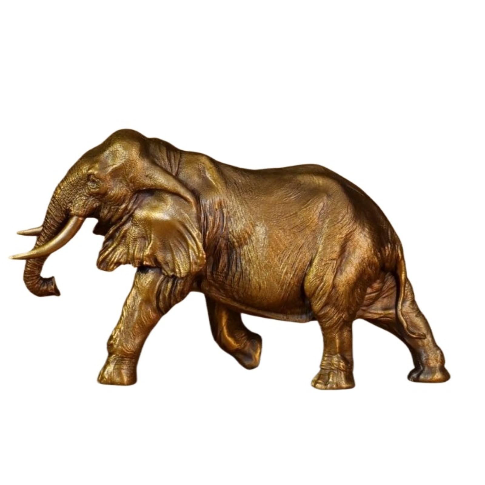 NGDFGR Handmade Brass African Elephant Statue Realistic Animal Sculpture Premium Home Office Desk Decor Collection Piece