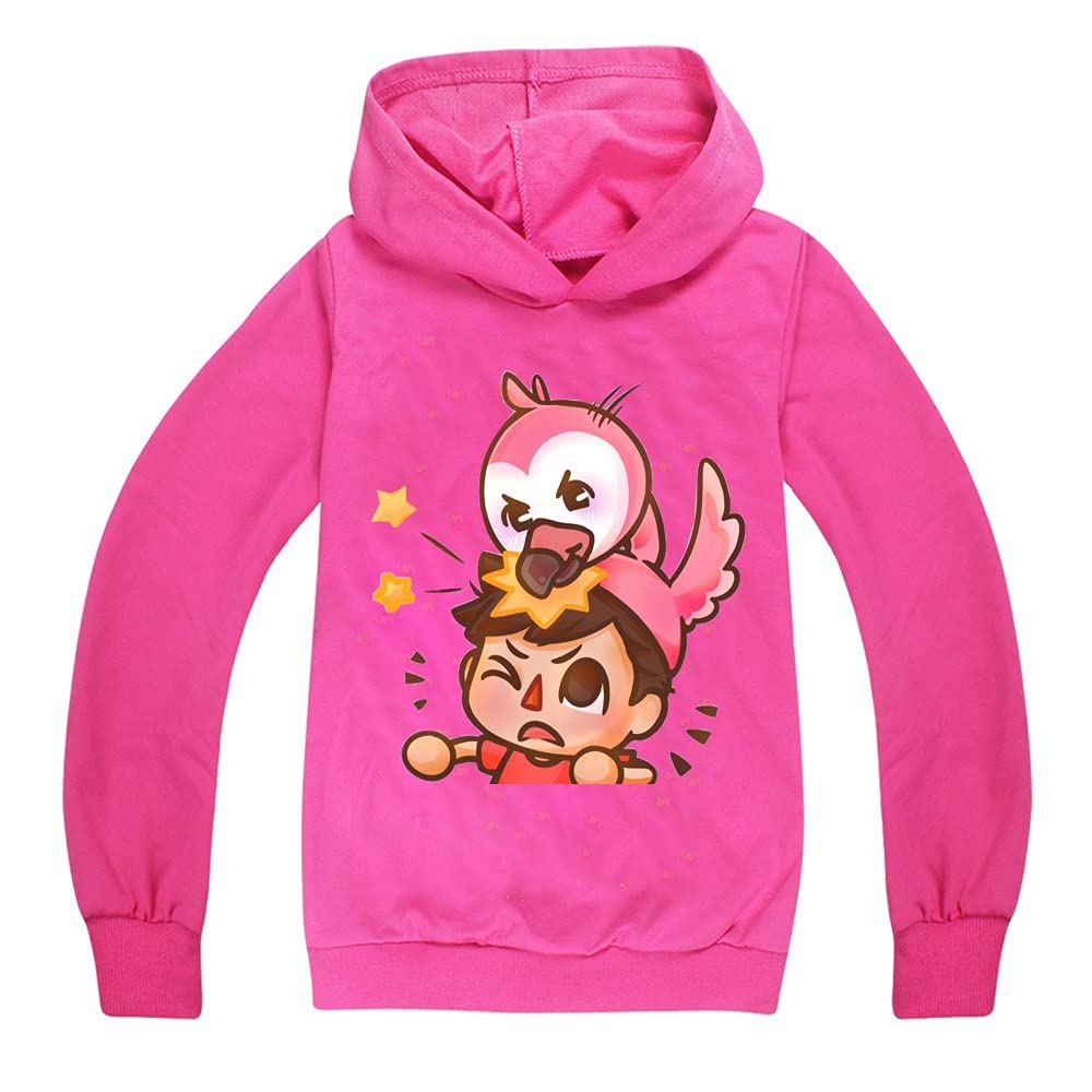 Flamingo Merch Hoodies for Boys Girls Flamingo Flim Flam Sweatshirt Flamingo Youtuber Merch, Rose Red, 9-10 Years