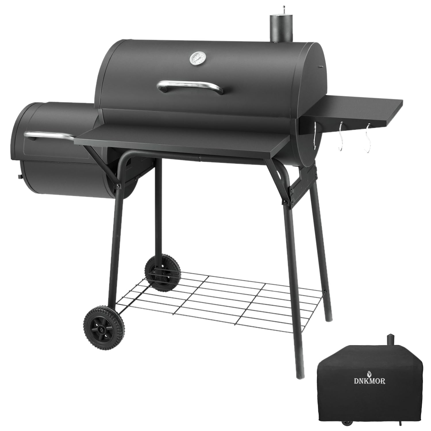 Charcoal Grill with Offset Smoker,BBQ Grills with Side Table,Outdoor Cooking with 714 Square Inches,Backyard Camping Picnics, Patio and Parties, Black by DNKMOR