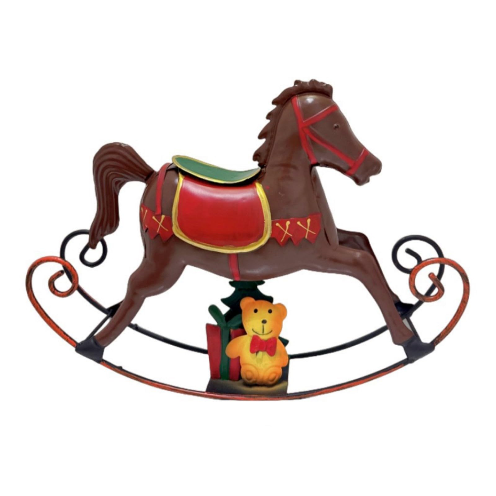Hsioluted Metal Art Horse Statue Nordic Christmas Decor for Tabletop Shelf Cabinet Festive Holiday Display 30cm X 22cm Christmas Horse Iron Sculpture