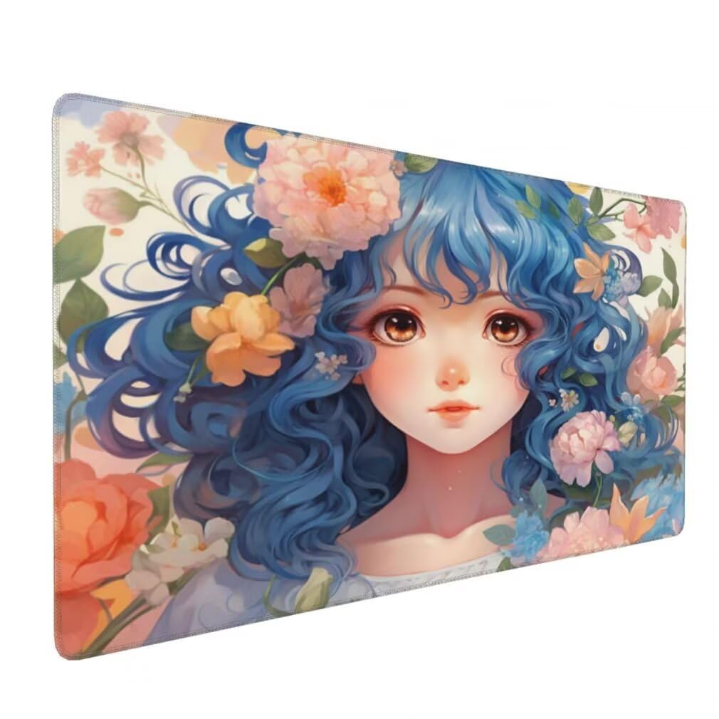 Tappetino Mouse XXL 1000x500mm Principessa Grande Mouse Pad, Tappetino Scrivania con Bordi Cuciti, Grande Mousepad Gaming con Base Antiscivolo per Giocatori, Ufficio e Casa (Floreale) -MP1534