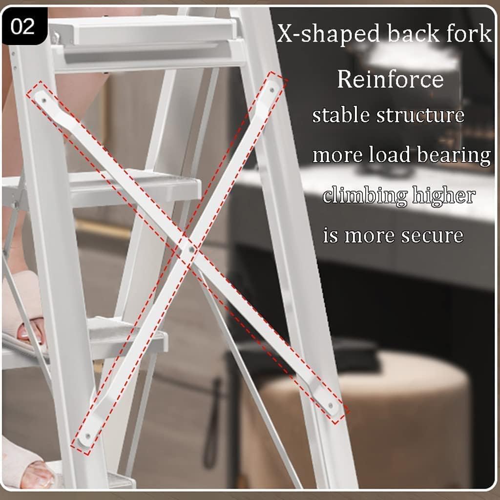 Step Ladder Folding Ladder Aluminum Alloy Step Ladders Wide Pedals Folding Ladder Home Use Telescoping Ladders Folding Ladder Telescopic Ladder(Size:4 Step)