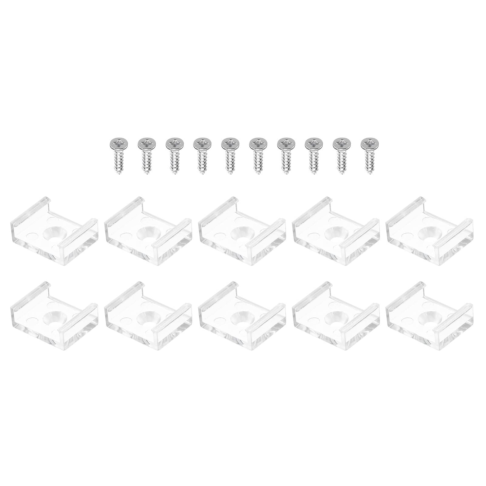 MACHSWON LED Strip Light Clips 30Pcs Mounting Bracket Fixing Clips Plastic Clamp Holders with Screws for 15mm Neon RGB Light Cable Ribbon Clear