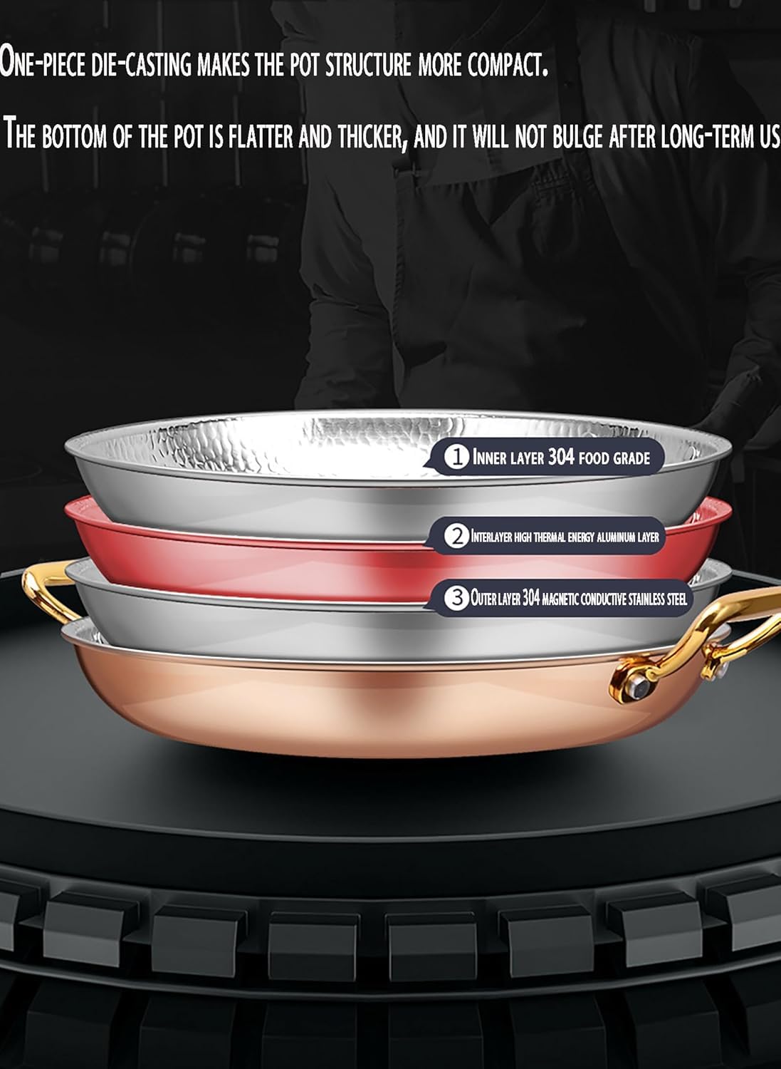 Padella per paella spagnola, realizzata a mano, in rame, con doppie orecchie in acciaio inox, padella antiaderente per autentici piatti spagnoli, diametro 26 cm