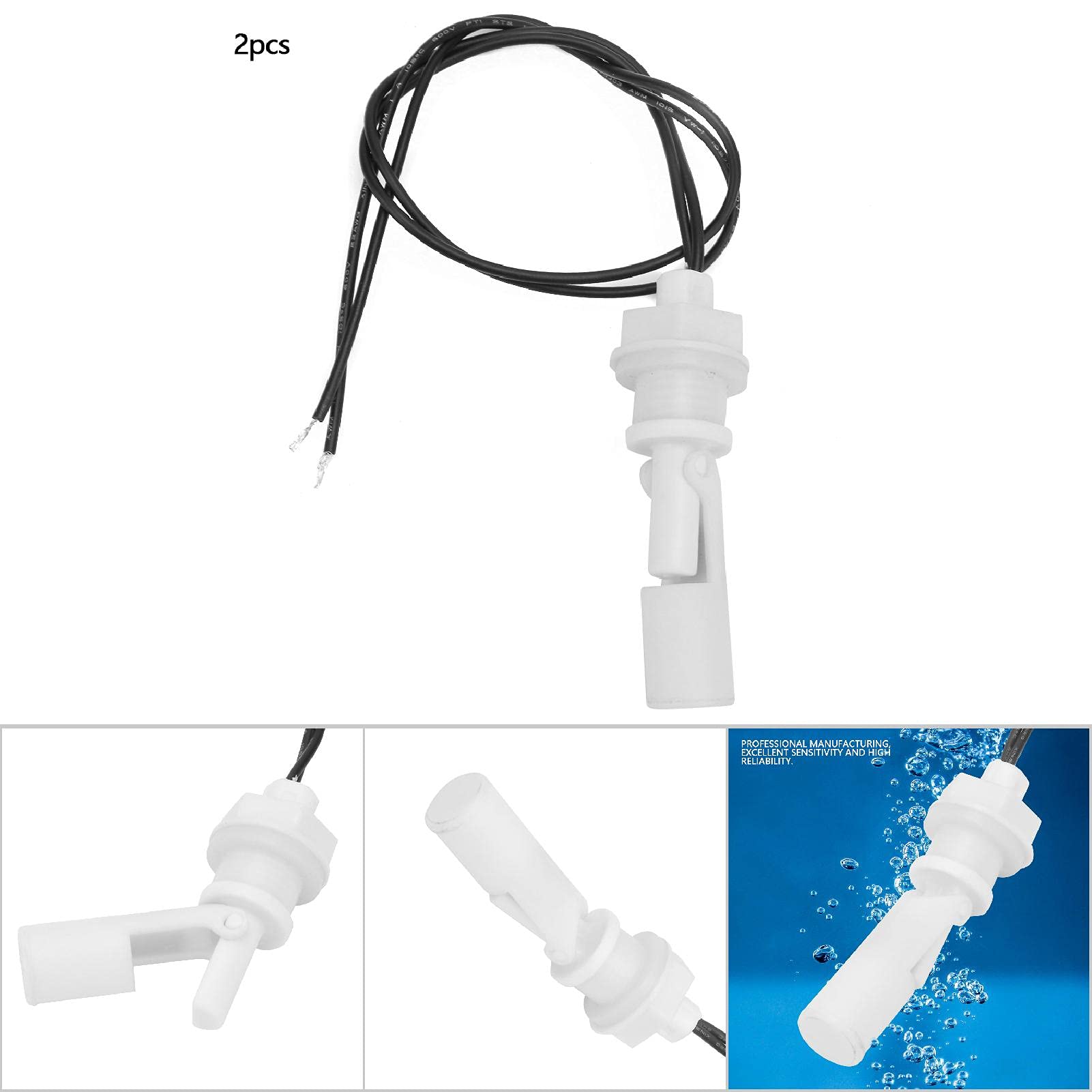 Cocoarm Sensor de Nivel de Agua, Material PP, Interruptor de Flotador de Alta Sensibilidad, Ideal para Tanques y Acuarios, Rango de Temperatura de Trabajo de -14 a 185 Fahrenheit (Estilo F)