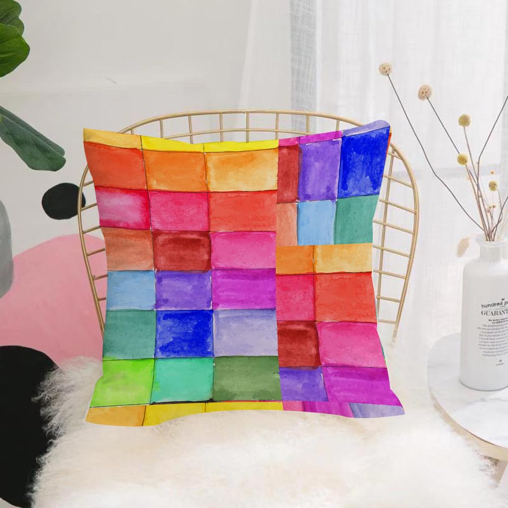 Hyosxw Seamless Watercolor Checkered Background Vec - A9 Cushion Cover,Throw Pillow Case Home Decorative For Living Room Bedroom Sofa Chair 18X18 Inch,Seamless Watercolor Checkered Background Vector.,Pillowcase 45X45cm
