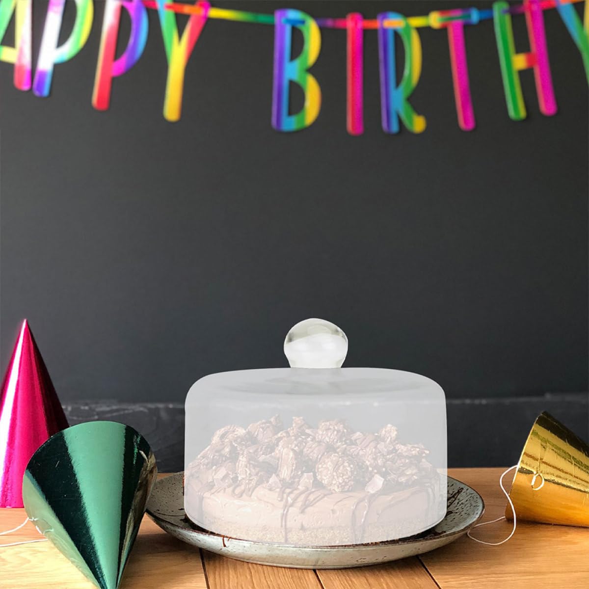Cloche à Gâteau en Verre Transparent, Protège-gâteau pour Desserts, Couvercle Alimentaire D'intérieur, Facile à Nettoyer, pour Buffets et Activités, Cloche pour Fruits