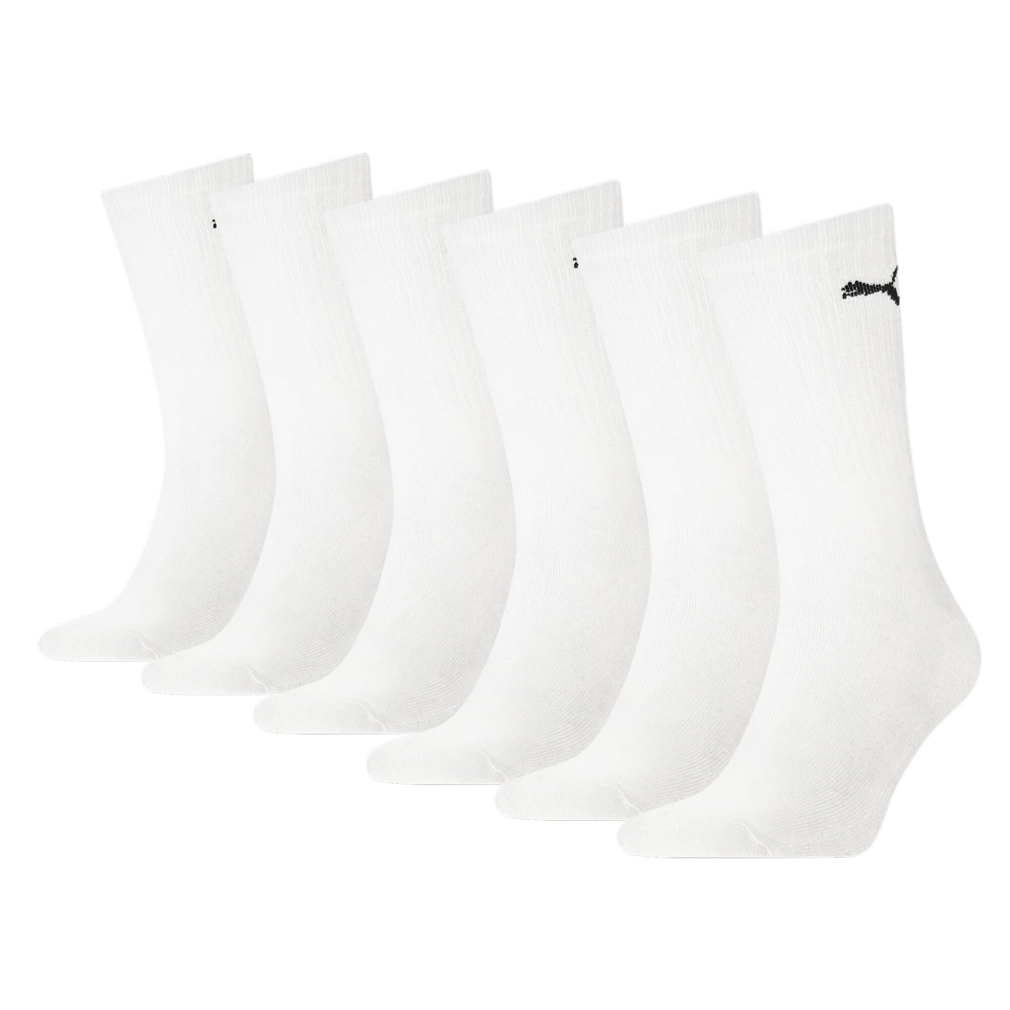 Puma Unisex White Cushioned Crew Socks (6 Pair Pack) 6-8