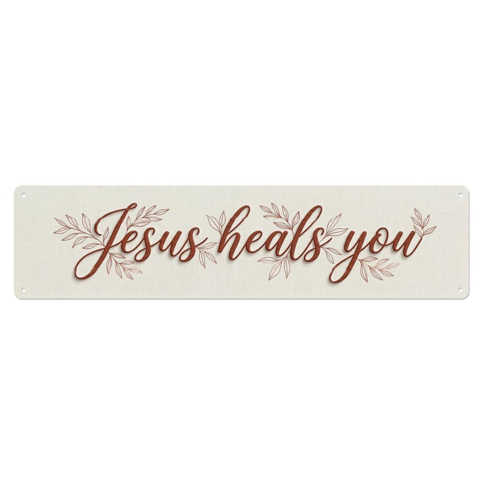 Jesus Heals You Grace Holy（1） Metal Tin Skinny Sign Plaque Wall Decor for Cafe, Club Bar, Office, Home Garden Metal Poster 4x16Inch