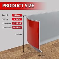 Vista 6 de Base de vinilo para pared, moldura de zócalo de 4 pulgadas, flexible, autoadhesiva con diseño para pegar y despegar, 4 pulgadas x 20 pies, gris