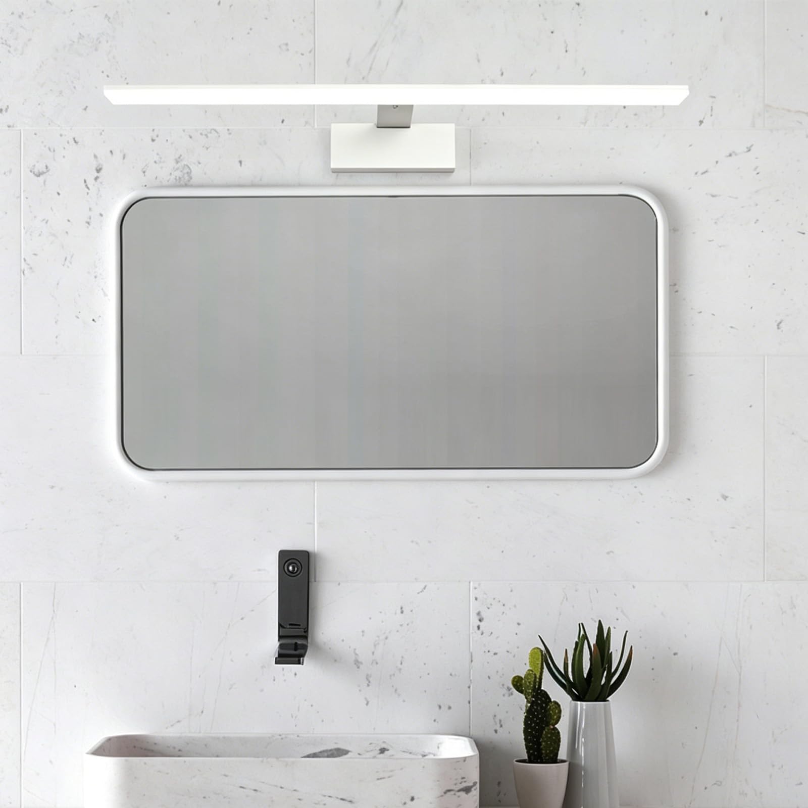 LED Spiegelleuchte Bad Wandleuchten Modern Minimalistisch Bildbeleuchtung Wandbeleuchtung Metall Wasserdicht Wandleuchte für Schminktisch Wohnzimmer Schlafzimmer (Weiß Warmes Licht,62cm)