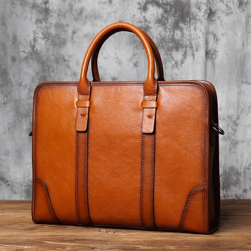 Leather Men Briefcase Cowhide Handbag Vintage Casual Computer Bag Crossbody Bag for 15 Inch Laptops2