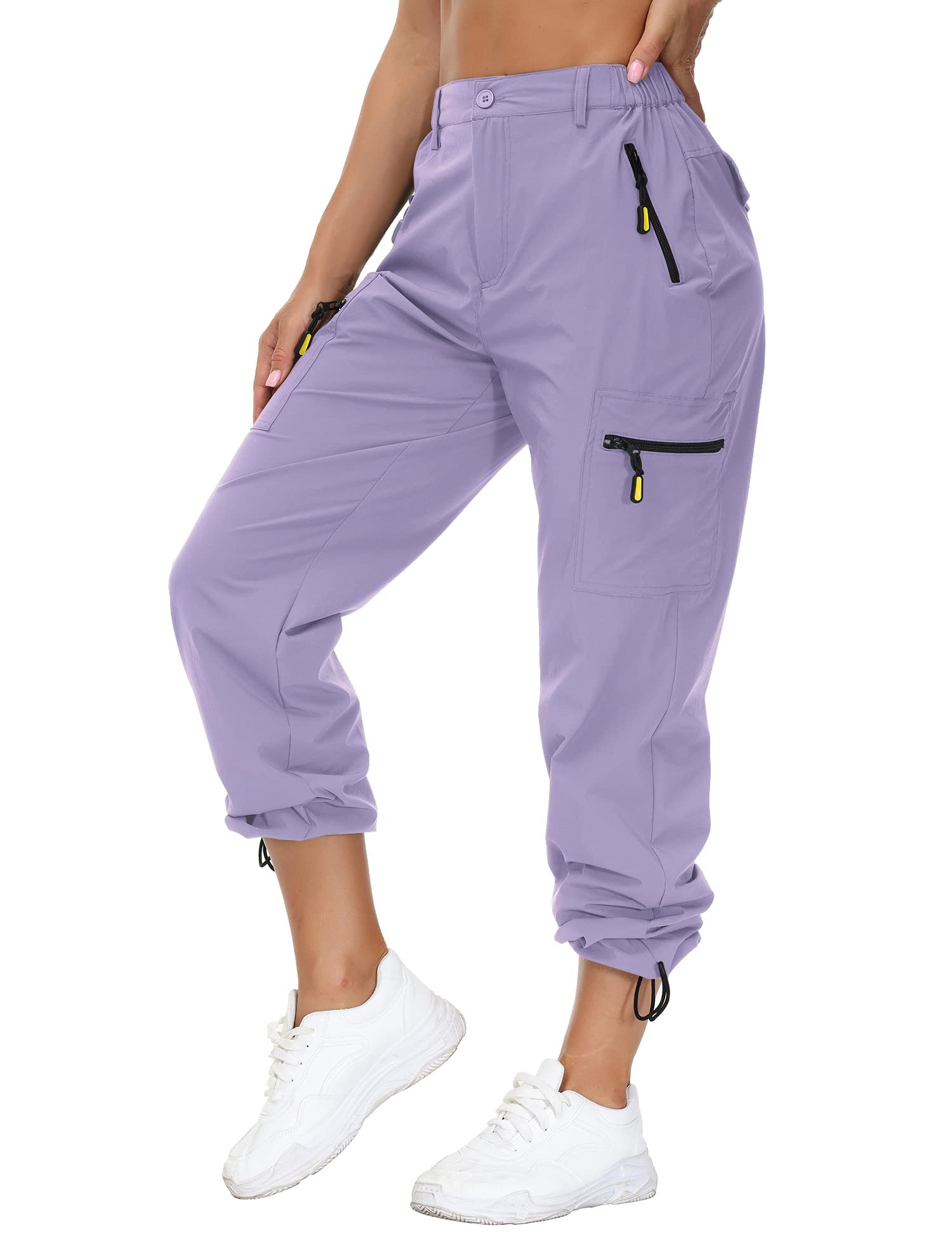 VVK Damen-Cargohose, leicht, schnell trocknend, Outdoor-Sporthose, Camping, Klettern, Golf, Reißverschlusstaschen