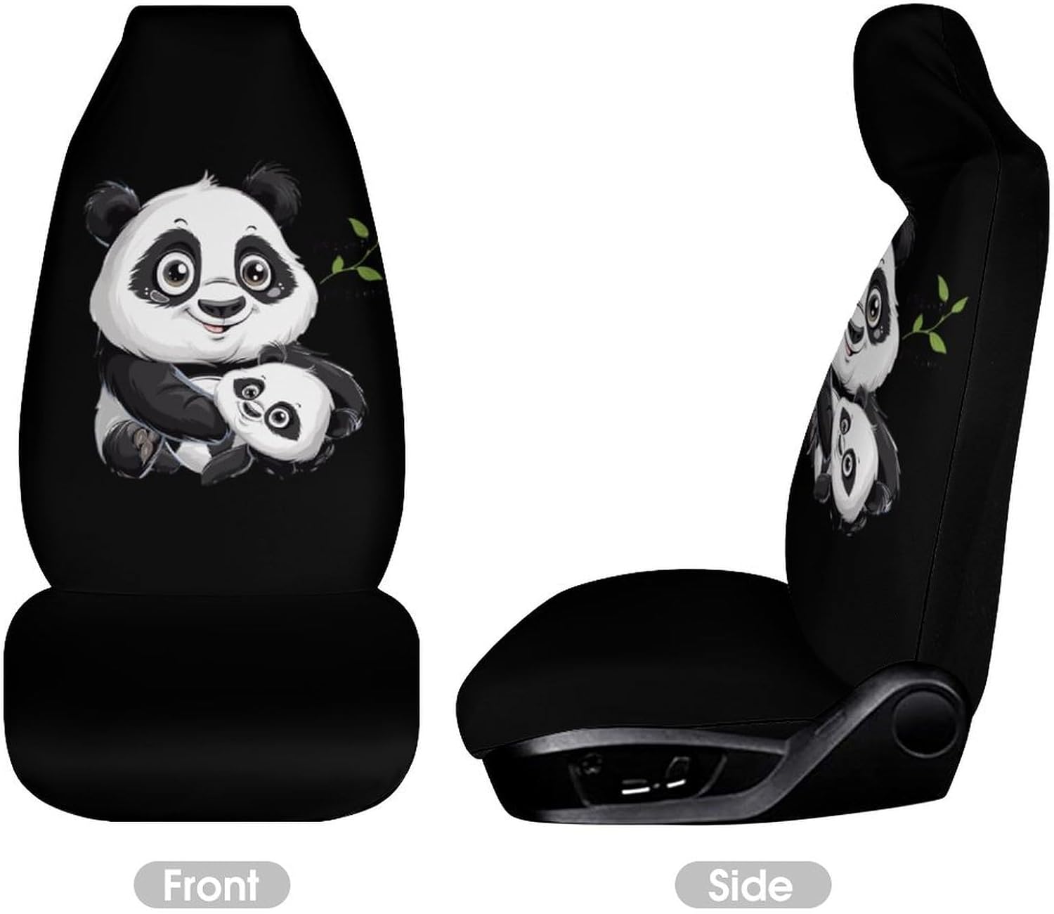 Panda Mama & Cub Bear Car Seat Covers Automotive Seat Covers Car Seat Protector Auto Front Seats Protector for Most Cars 2PCS