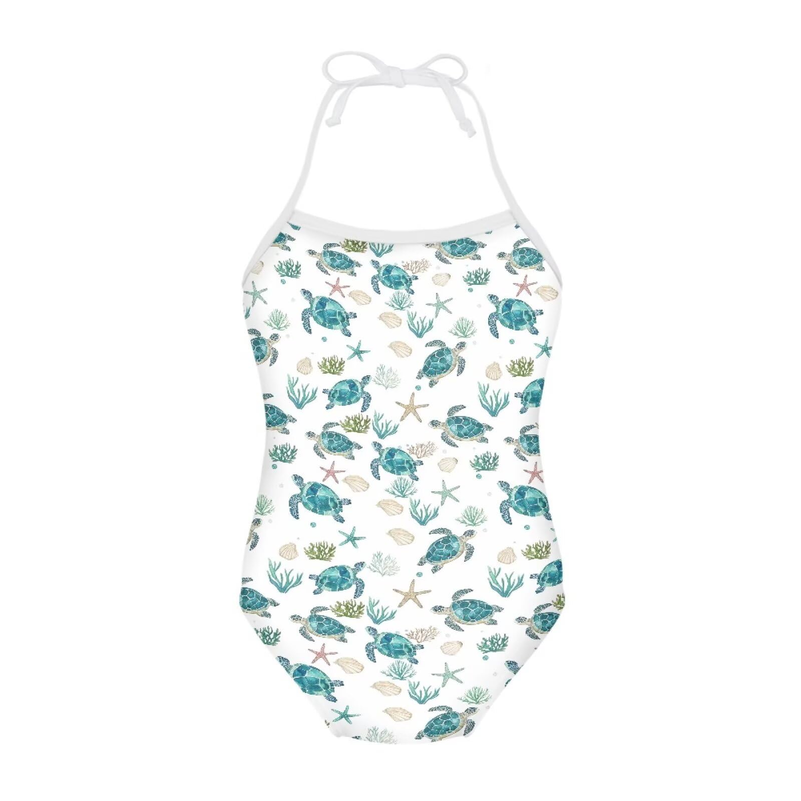 Girls One Piece Swimsuit Beach Bathing Suit Toddler Floral Halter Straps Swimwear for 1-10 Years