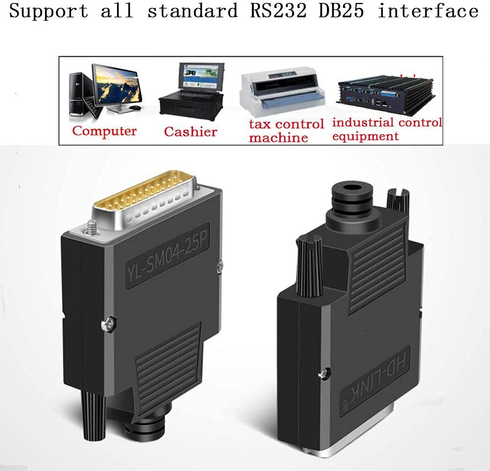 PENGLIN DB25 Connecteur Mâle sans Soudure, Adaptateur série RS232 D-SUB 25 Broches avec boîtier
