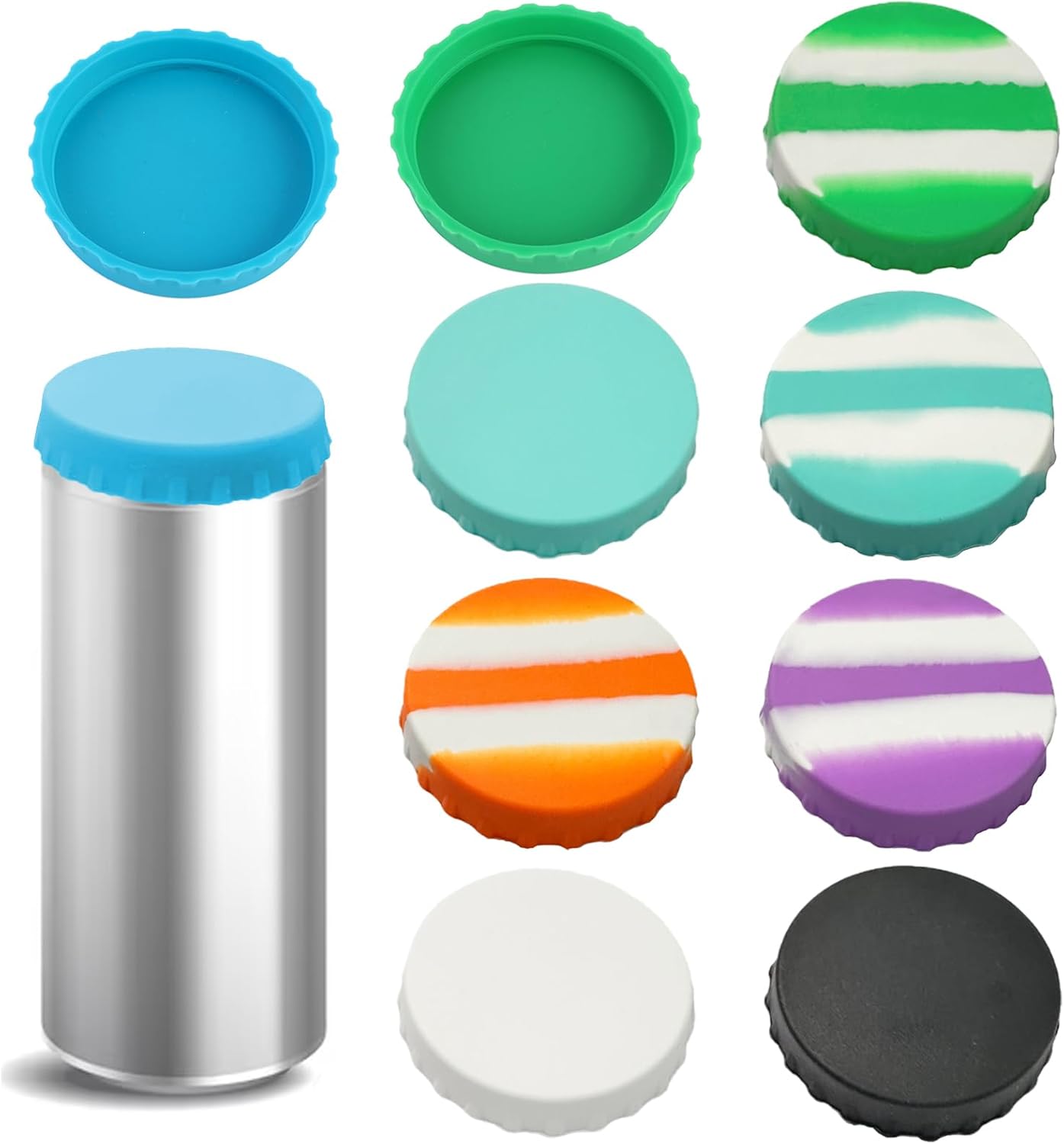9PCS Silicone Can Lids Set Reusable Pop Can Lids for 2.1