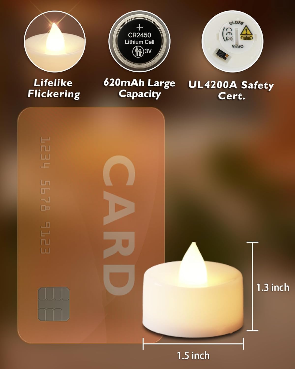 Homemory 24 lumini a batteria con telecomando, timer 2/4/6/8H, candele senza fiamma, ideali per Natale, matrimoni, feste, luci bianche calde