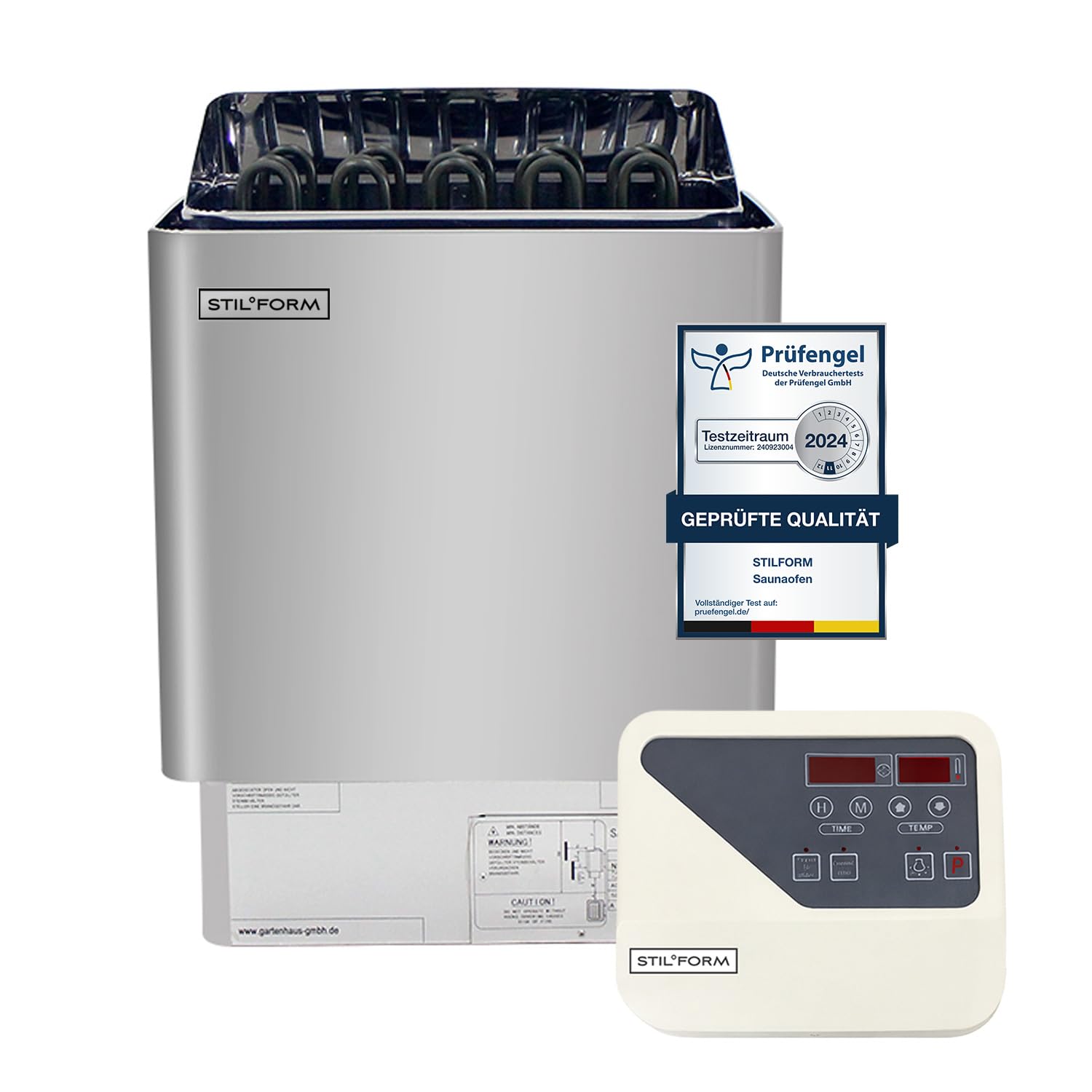 Estufa para sauna Thermolux de 4,5 kW con control táctil, sin piedras de sauna, calentador de sauna eléctrico finlandés Gunmetal, dispositivo de calentamiento de sauna eléctrico, juego de sauna