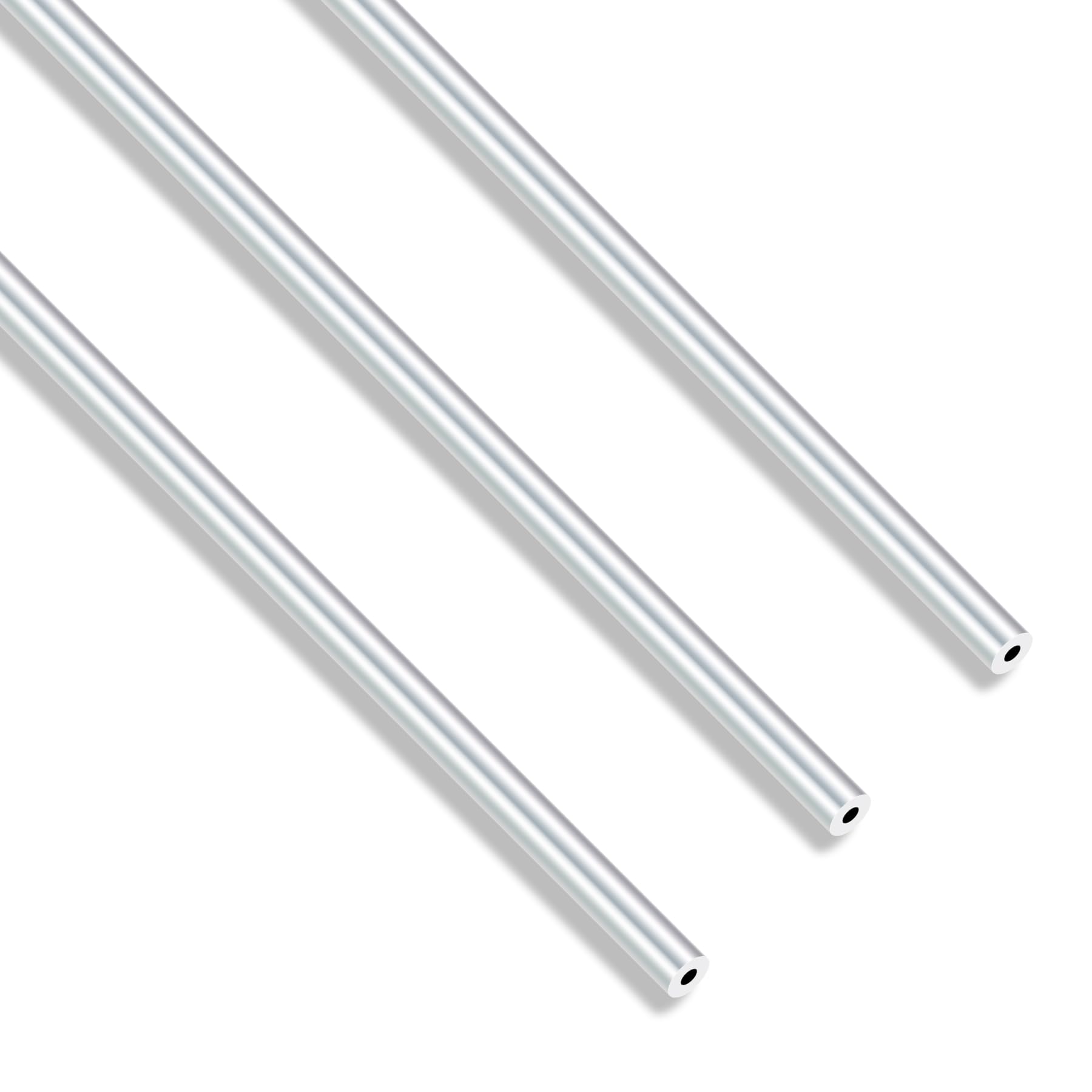 Imeistek Silver 6063 Aluminium Round Tubes, 5Mm Od 2Mm Id 300Mm Length 1.5Mm Wall Seamless Straight Aluminium Tubing Pipe(3Pcs)