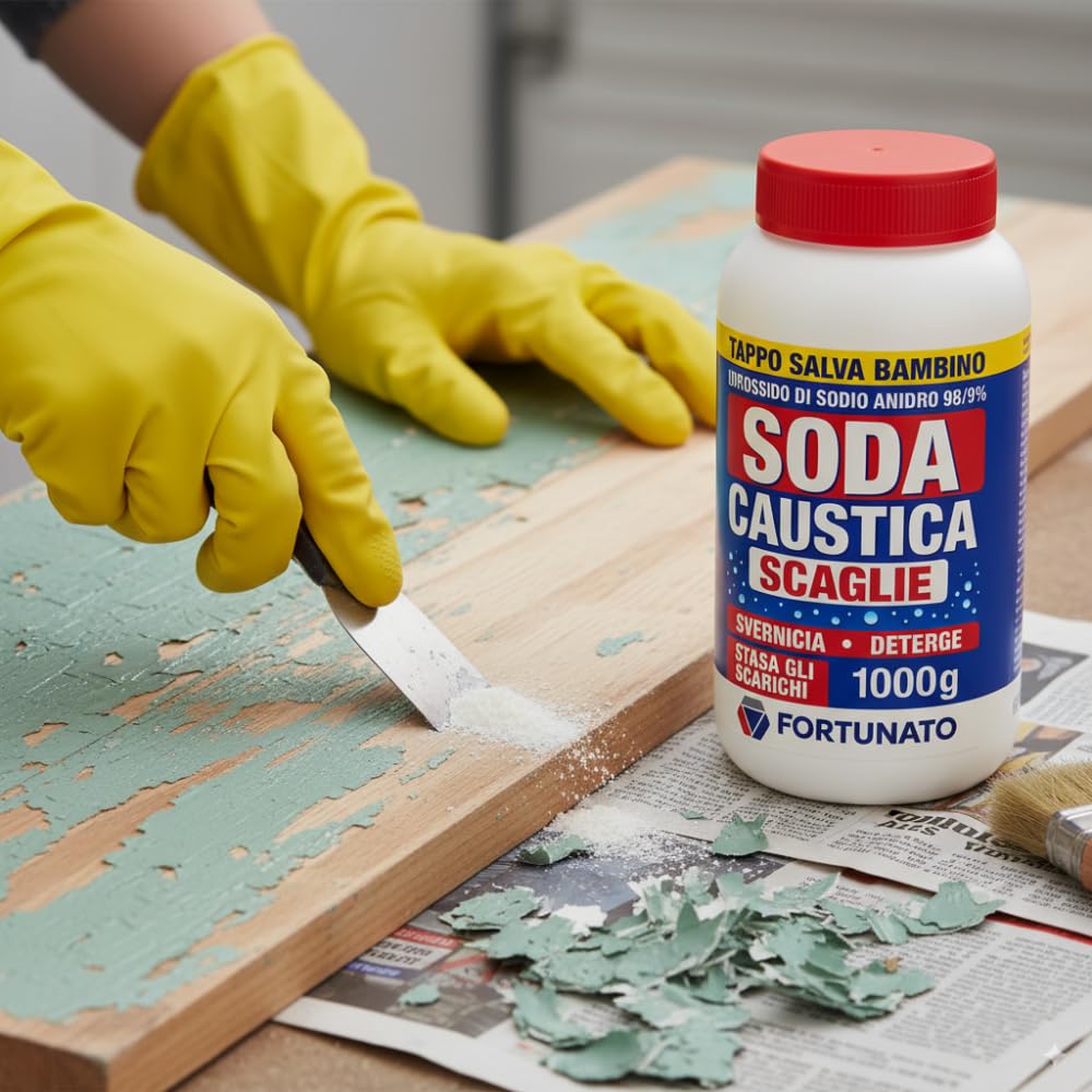 FORTUNATO Soda Caustica In Scaglie per Tubature Incrostazioni Disgorgante 1 Kg Pezzi 12