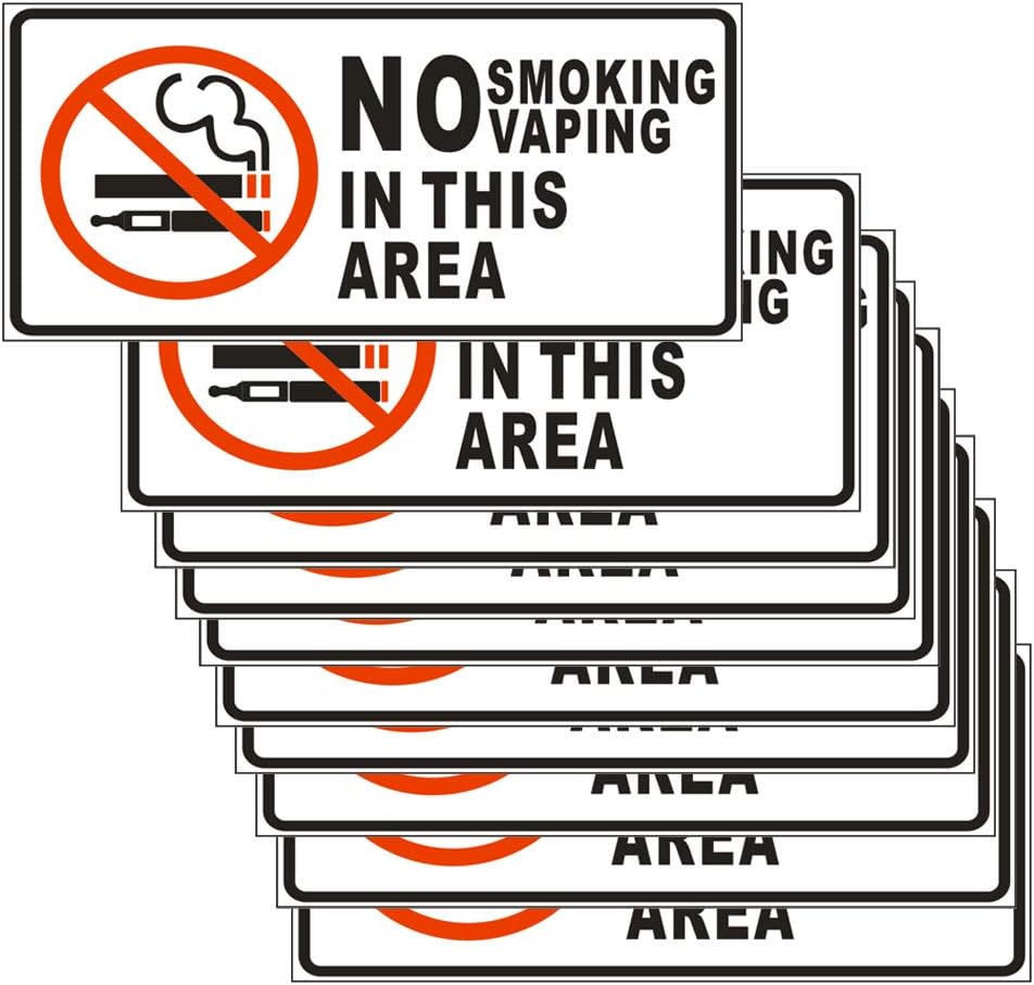 ICObuty No Smoking No Vaping in This Area Sticker Sign 10 Set 1.5 X 3 Inch 5 Mil Vinyl Laminated for Ultimate Protection Durability Self Adhesive Decal UV Protected Weatherproof (Q)