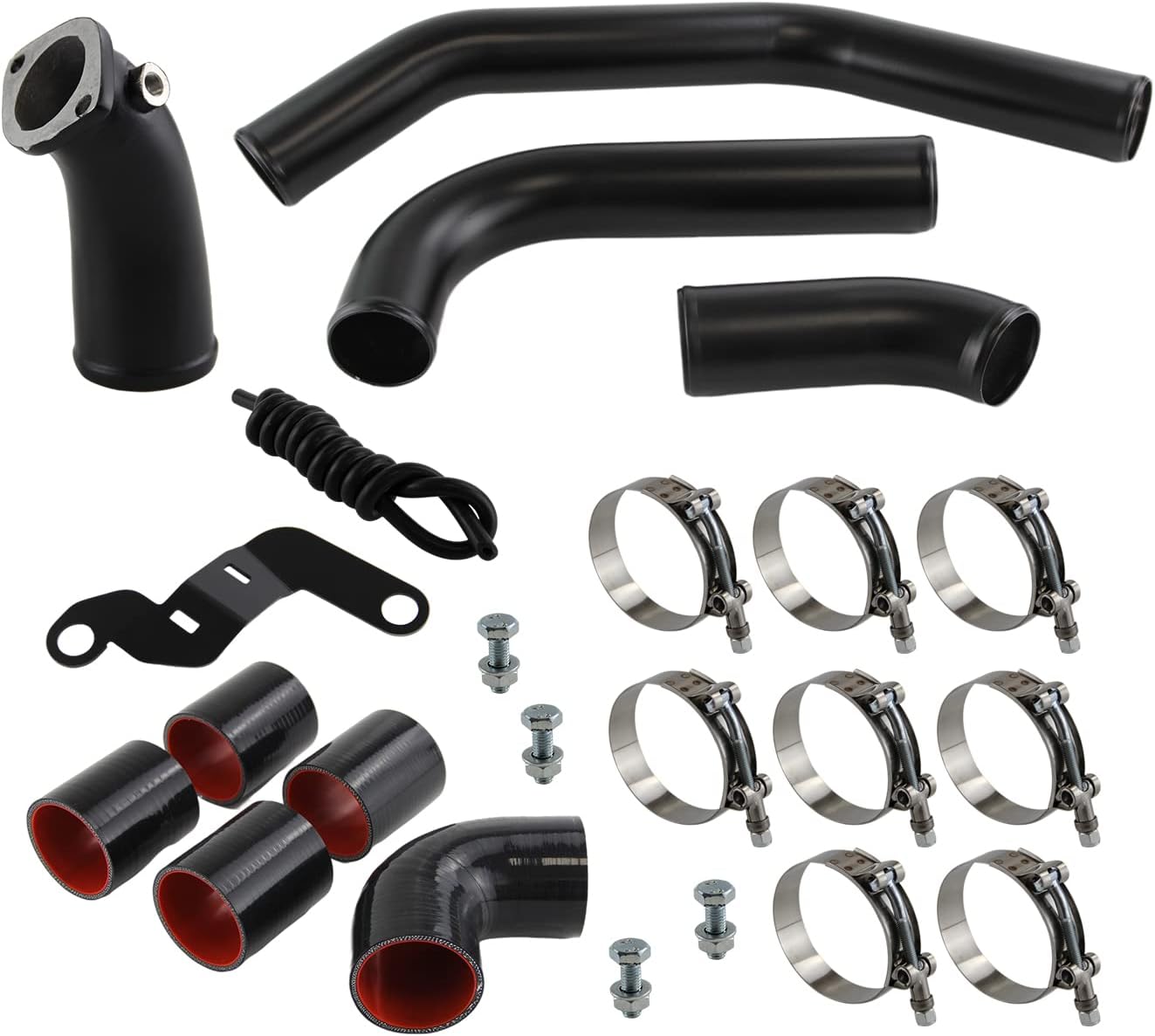 Intercooler Piping compatible with 2008-2015 Lancer Evolution EVO X 2.0L 4B11 (Black-Black)