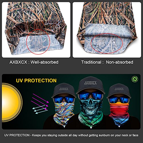 AXBXCX 2 Pack - Camouflage Print Seamless Neck Gaiter Bandana Face Shield Mask Headband Headwear Sweatband Wristband Scarf for Fishing Hiking Hunting Cycling Motorcycle Skiing Outdoor Sport 5152