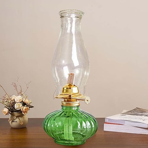 Miniatura 5 de Lámpara de aceite grande para uso en interiores, lámpara rústica de queroseno con 2 mechas y 1 pinzas, linterna de huracán de vidrio para