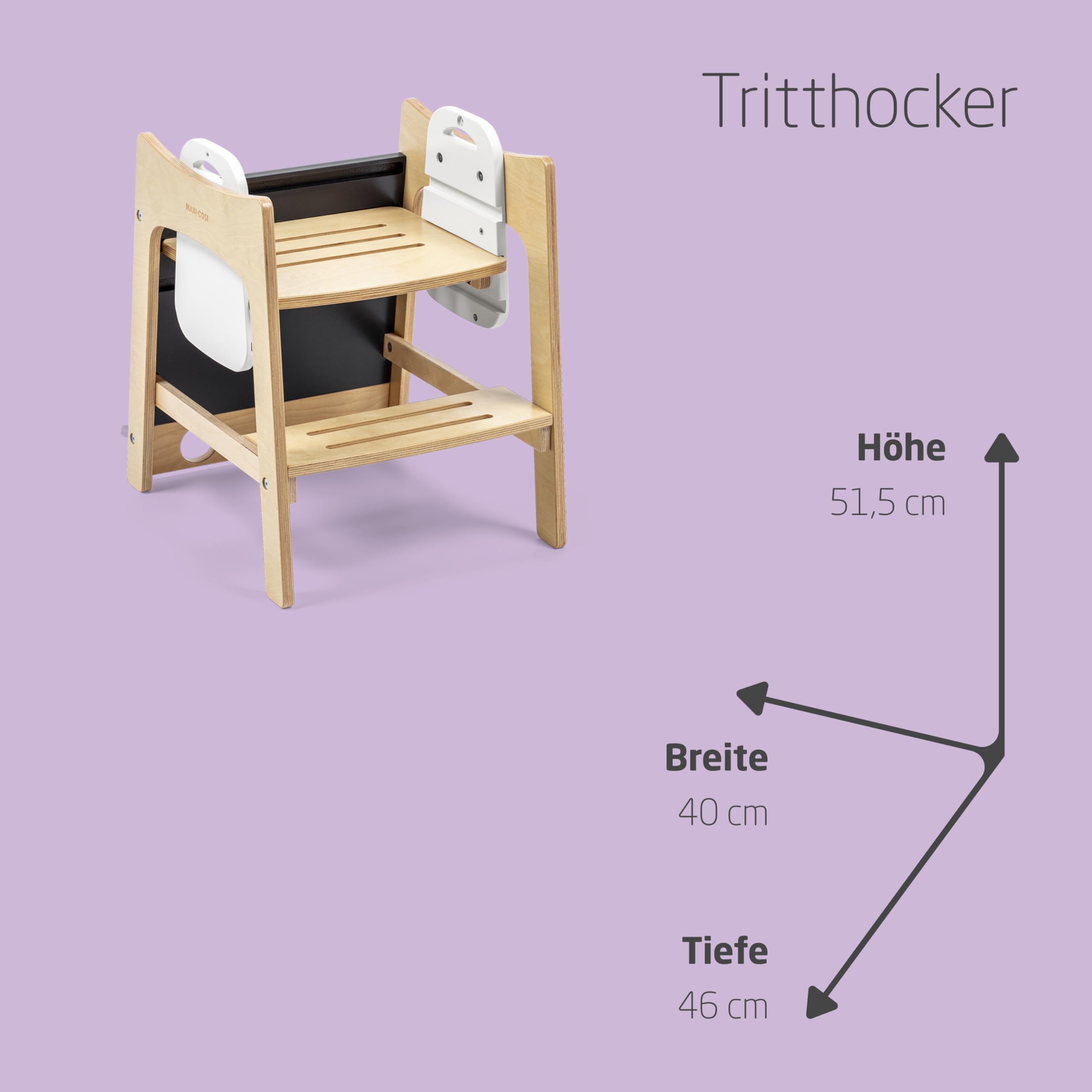 Maxi-Cosi Toucan 3-in-1-Lernturm Montessori Holz, FSC 100% Zertifiziert, 1,5–99+ Jahre, 10–150kg, 3 Höhen