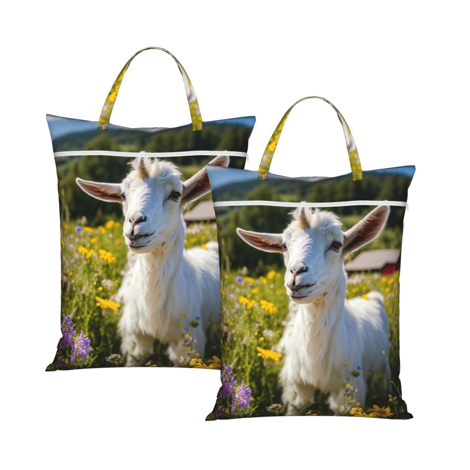 Goat Print Travel Laundry Bag Foldable Lightweight Camping Beach Dorm Weekend Getaways