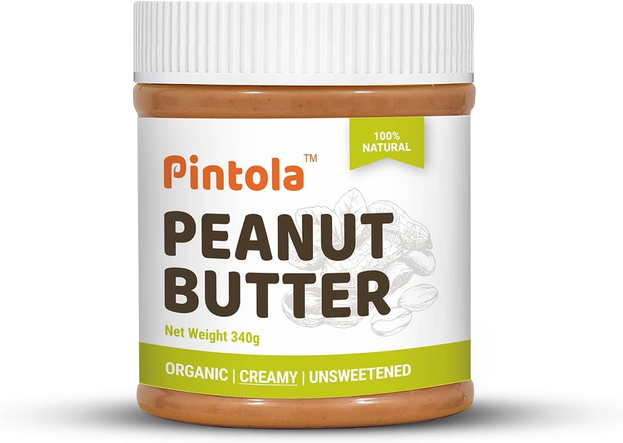 Pintola Organic Creamy Unsweetened Peanut Butter 340g (100 Natural