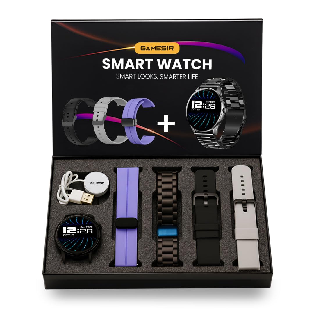 GameSir H20 Black Dial Smart Watch Combo 1.49" AMOLED Display with 4 Straps, Bluetooth Calling, IP67, Crown Control, 100+ Sports Modes, SPO₂ & Health Tracking, for Men & Women (Black Dial)-image-41