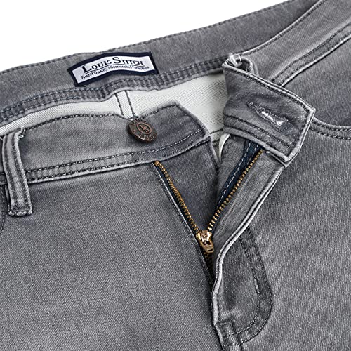 Image of LOUIS STITCH Mens Jeans Italian Cloth Denim Mid Rise Super Stretch Butter Comfort Relaxed Fit Jeans for Men (LSJNC-BU92)