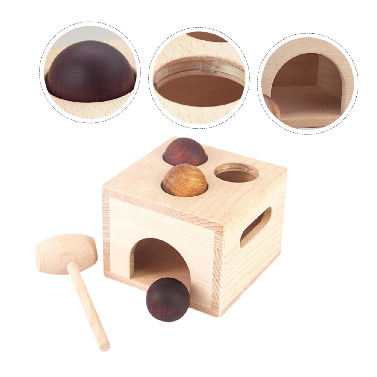 Giocattolo Educativo in Legno Scatola Palline da Battere per Bambini, Migliora Coordinazione Mano-Occhio, Set per Gioco Interattivo e Apprendimento